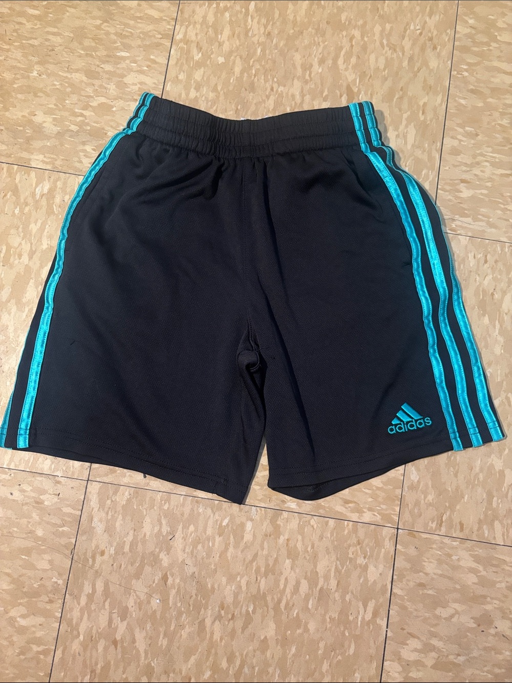 adidas Black Athletic Shorts with Teal Accent Stripes
